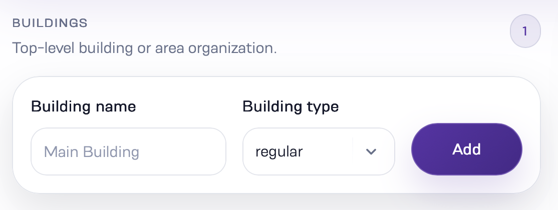 Mapboot dashboard add group form for creating a building or show area
